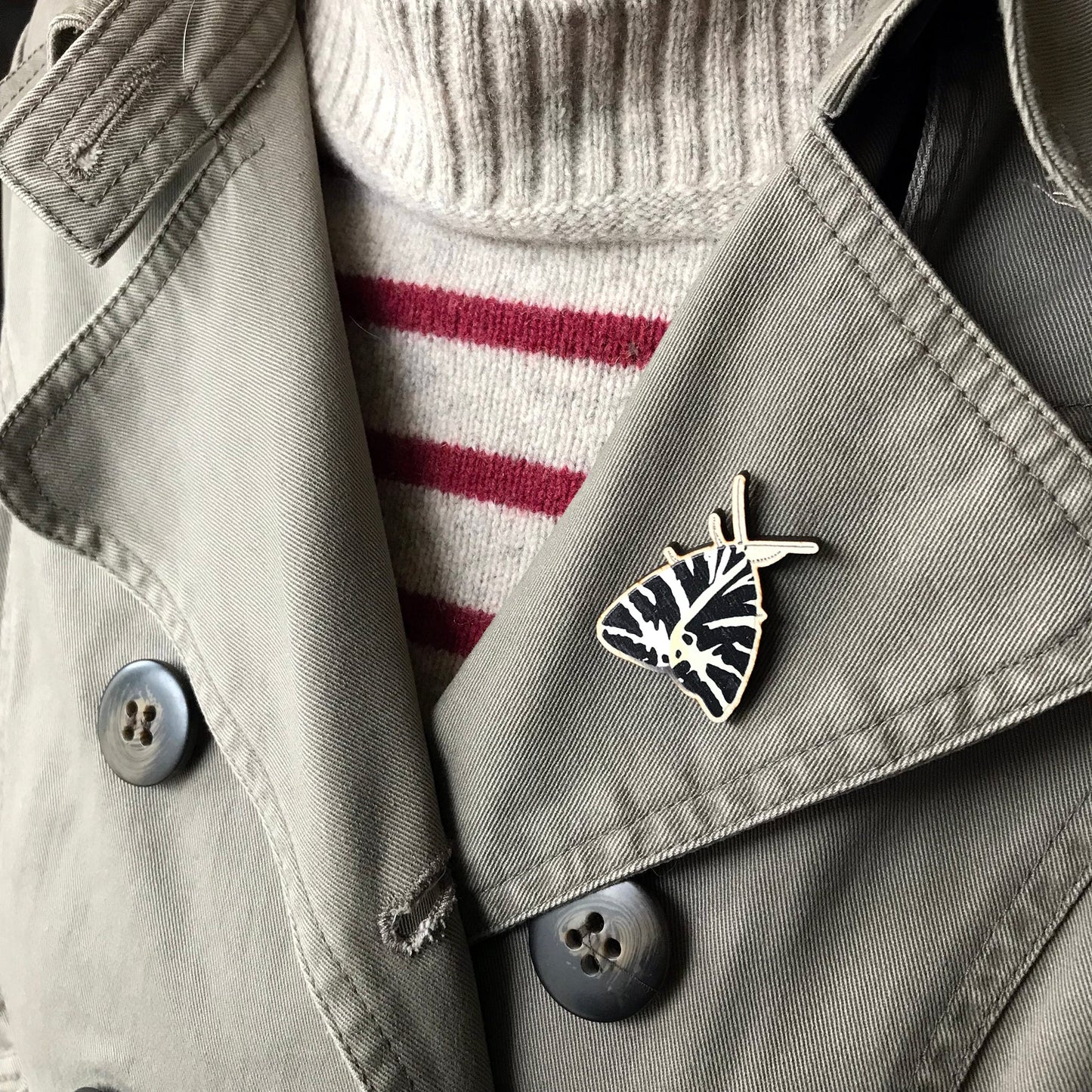 Jersey Tiger Moth Lapel Pin