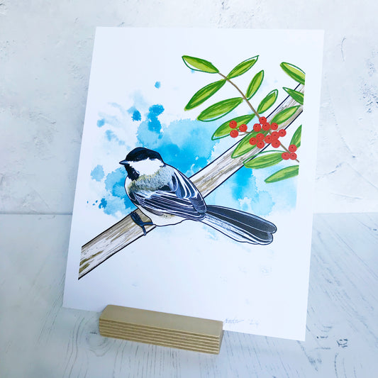 Black-capped Chickadee and Rowan Print