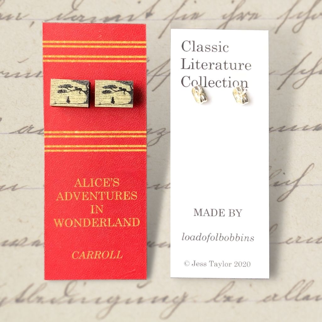 Classic Literature Alice in Wonderland Silhouette Stud Earrings