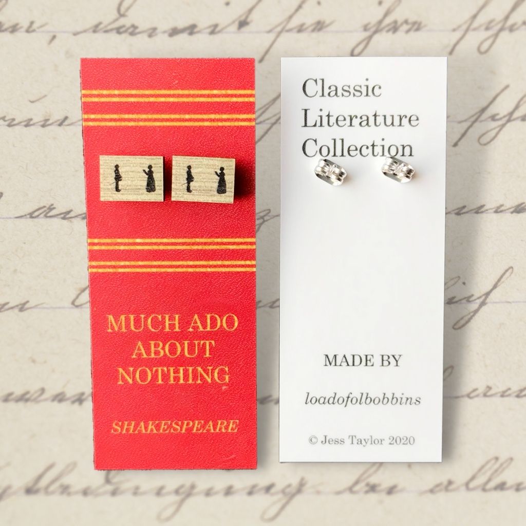 Classic Literature Much Ado About Nothing Silhouette Stud Earrings