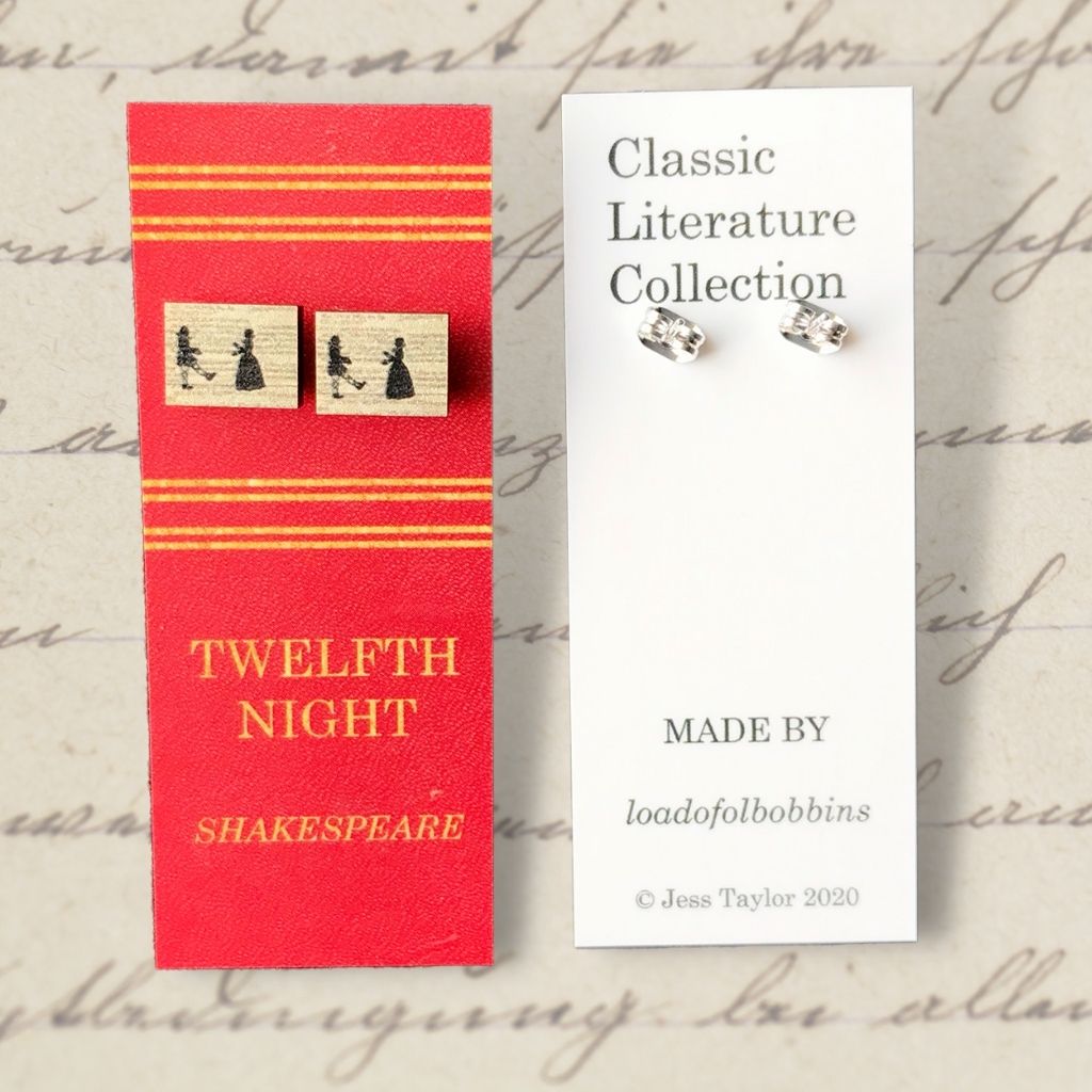 Classic Literature Twelfth Night Silhouette Stud Earrings