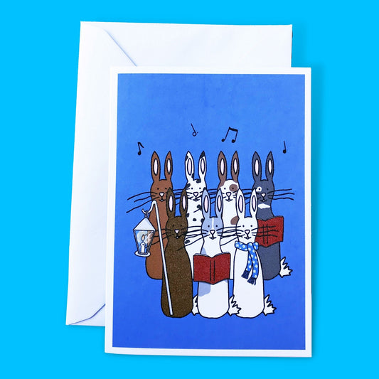 Christmas Caroling Bunnies Card