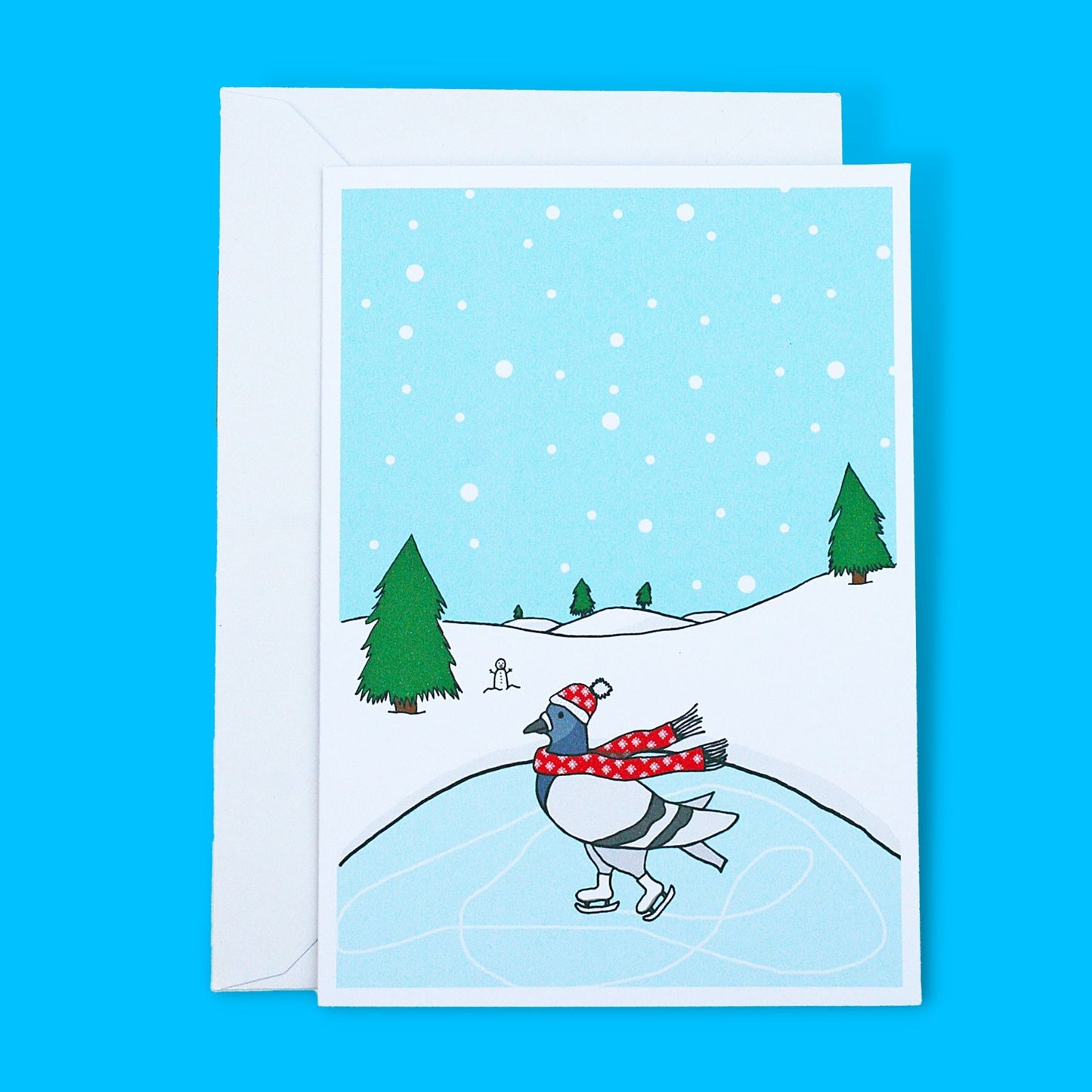 Ice Skating Pigeon Card