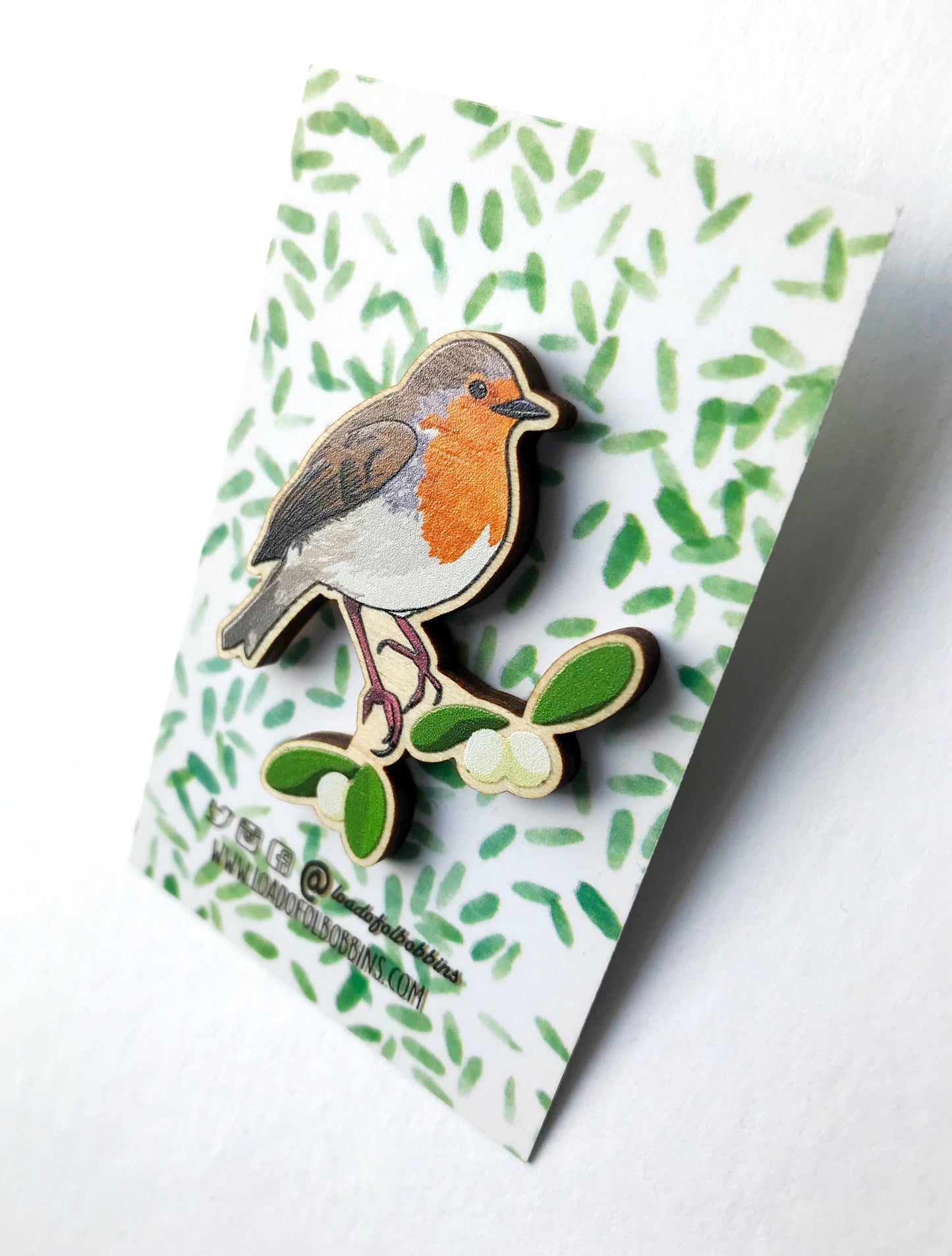 Robin and Mistletoe Lapel Pin