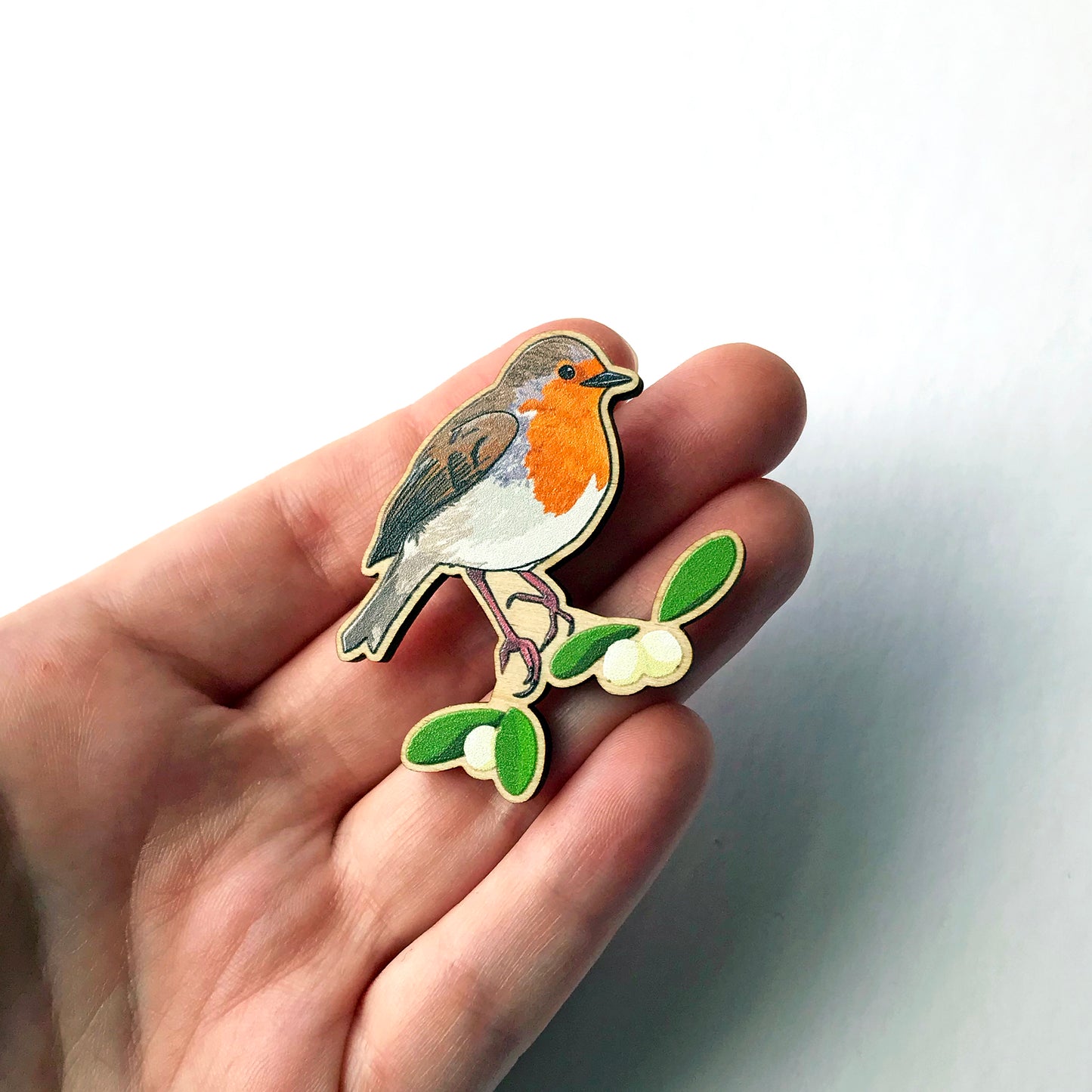 Robin and Mistletoe Lapel Pin