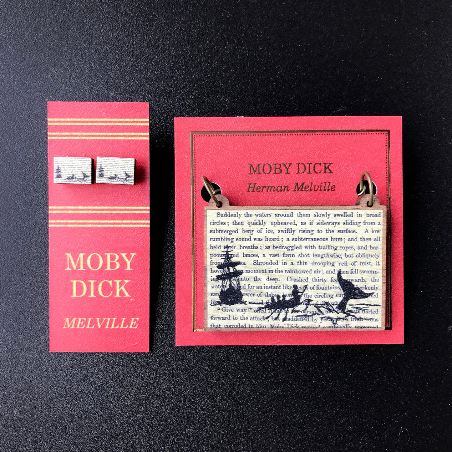 Classic Literature Moby Dick Silhouette Stud Earrings