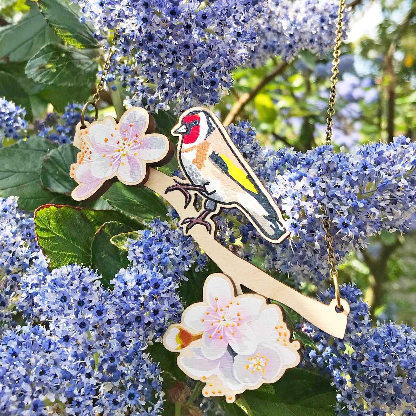 Goldfinch and Cherry Blossom Necklace