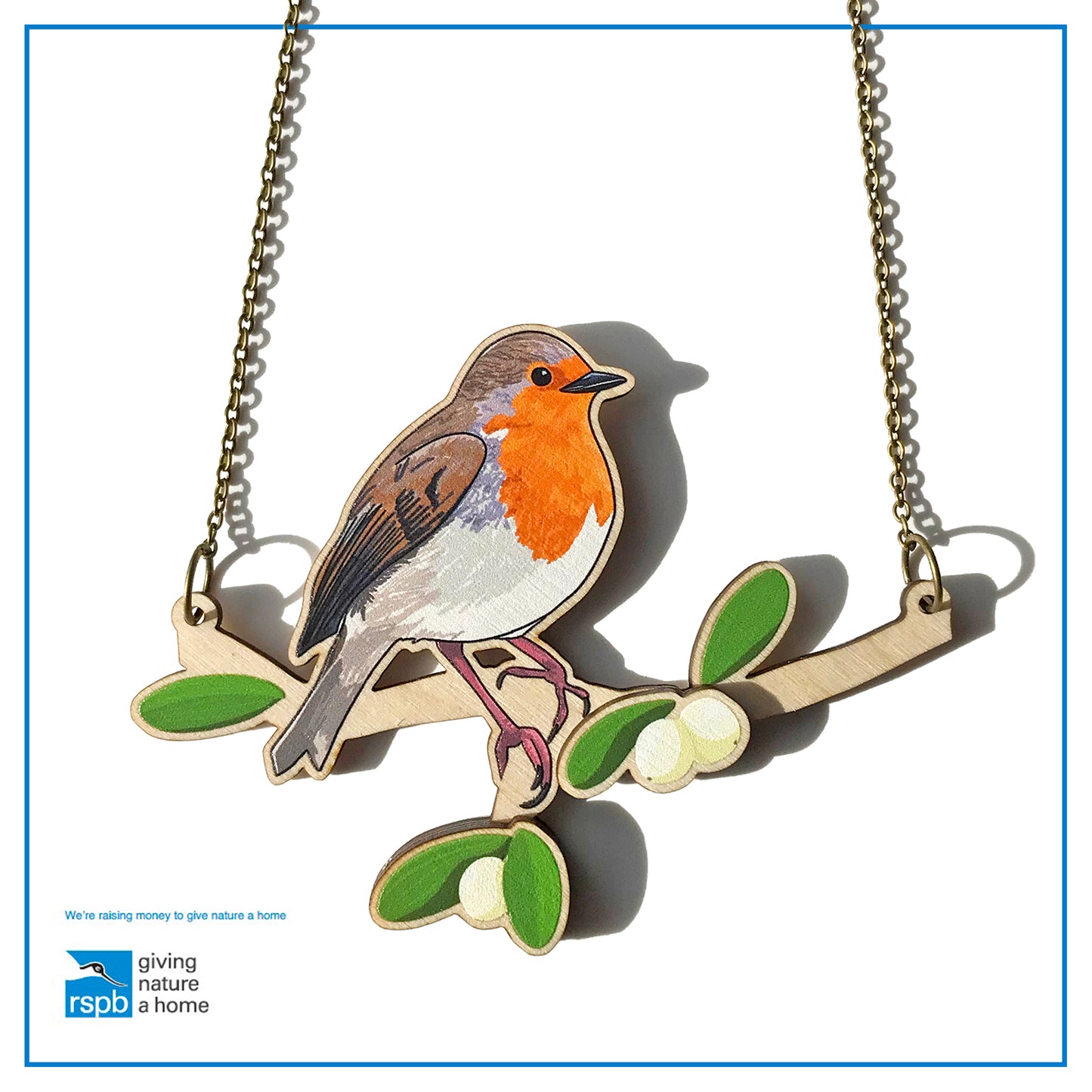 Robin and Mistletoe Necklace