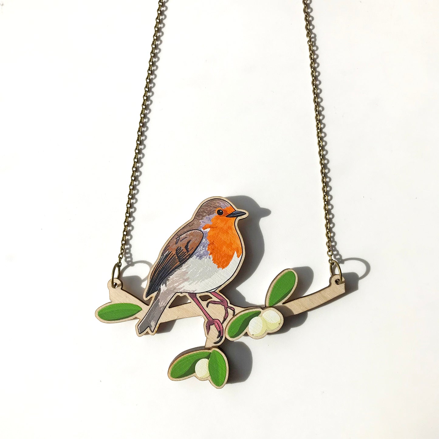 Robin and Mistletoe Necklace