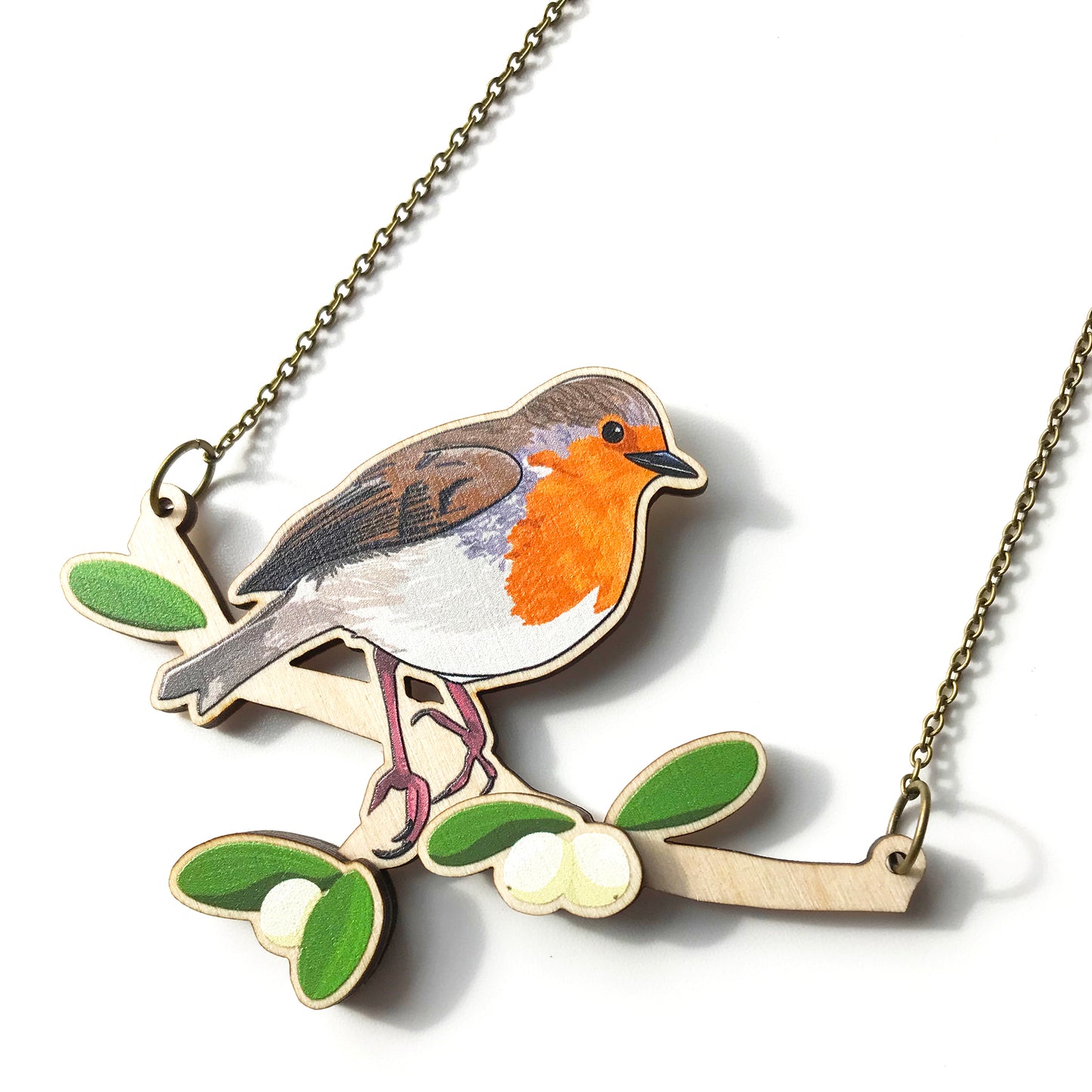 Robin and Mistletoe Necklace